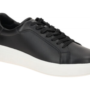 Calvin Klein HM01016 BEH Herrenschuhe Schwarz Leder Sneakers mit wei?er Sohle