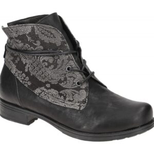Think 3-000831 Damen Stiefeletten Schwarz Glattleder Blockabsatz