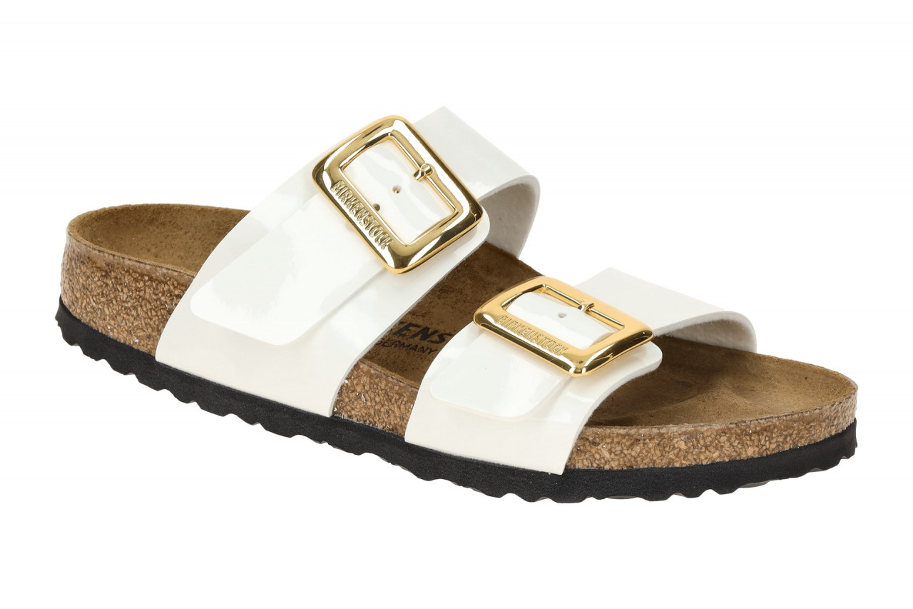 Birkenstock 1029438 SYDNEY CUSHION BUCKLE Damen Pantolette - Wei? Patent White 1 Birkenstock 1029438 SYDNEY CUSHION BUCKLE Damen Pantolette - Wei? Patent White