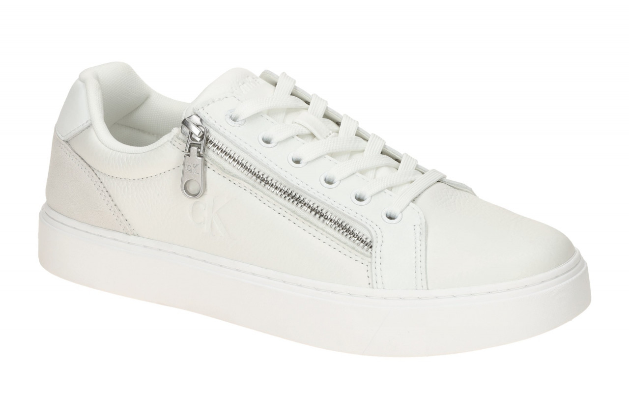 Calvin Klein Herren Sneakers YM01437 0K4 Wei? Triple Bright White - Laceup Zip 1 Calvin Klein Herren Sneakers YM01437 0K4 Wei? Triple Bright White - Laceup Zip