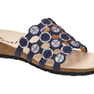 Think 247 Damenschuhe JULIA Pantoletten blau indigo kombi Echtleder Fu?bett K...