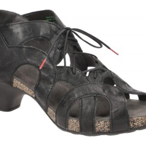 Think TRAUDI-576 Schwarz Damen Sandalette Echtleder Riemchen Sandalen 4cm Absatz