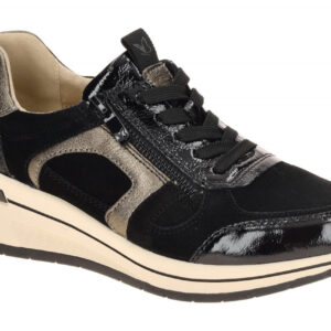 CAPRICE 23300 Damenschuhe Schwarz Bequeme Keil-Sneaker mit Schn?rung