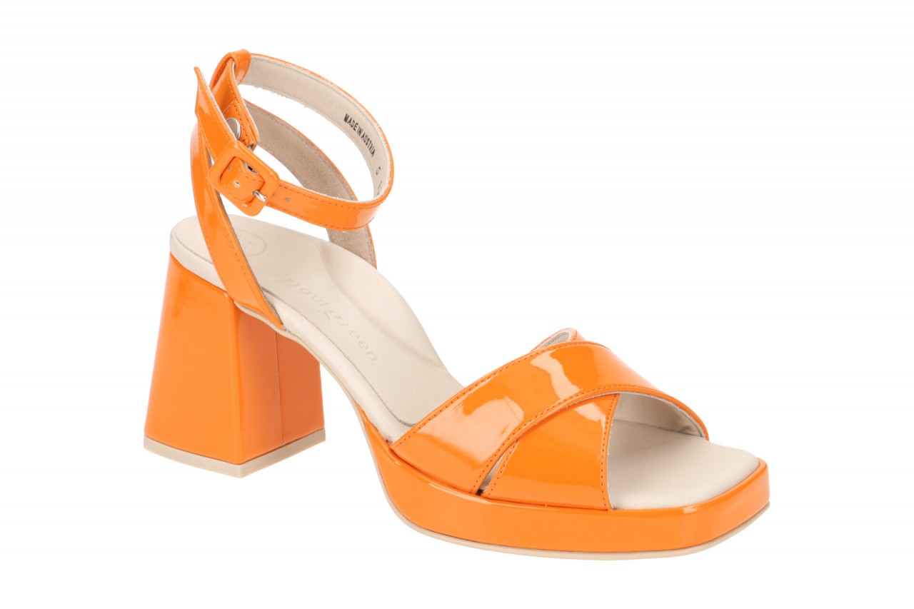 Paul Green Damen Sandalette 6027-00x Orange Papaya Lack-Synthetik mit Blockab... 1 Paul Green Damen Sandalette 6027-00x Orange Papaya Lack-Synthetik mit Blockab...