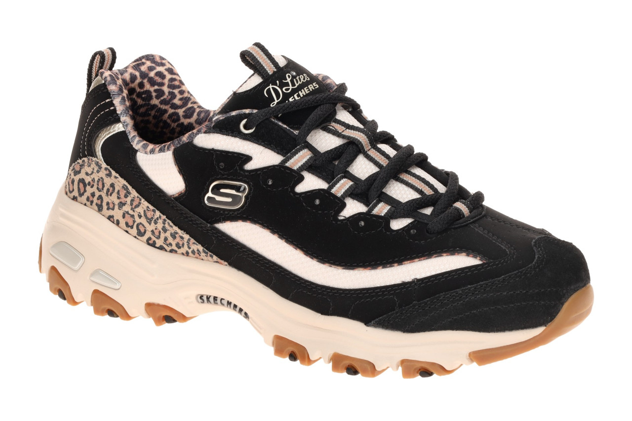Skechers 150877 BLK D'LITES - WILD CHARM Damen Sneaker Schwarz Leo-Muster 1 Skechers 150877 BLK D'LITES - WILD CHARM Damen Sneaker Schwarz Leo-Muster