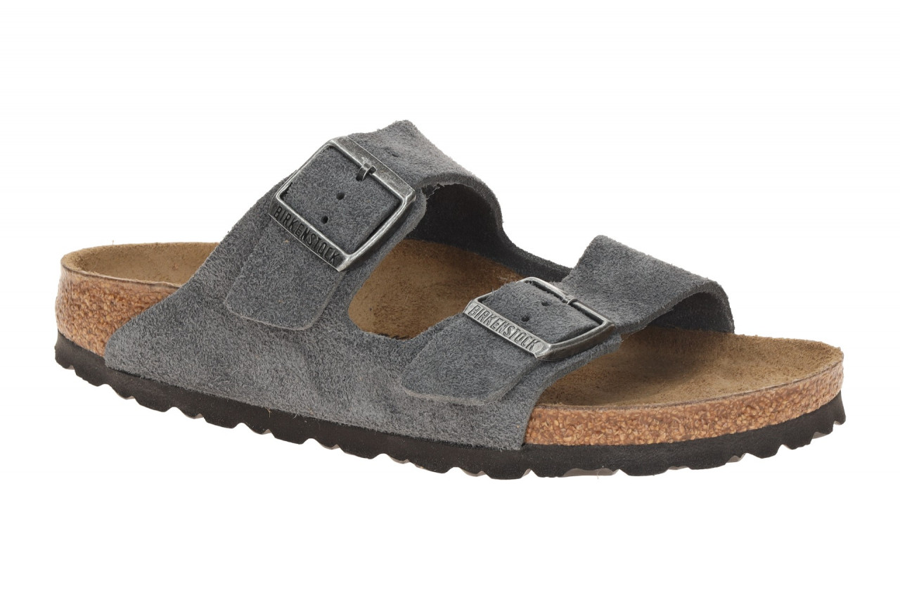 Birkenstock 1031625 BS Arizona Damen Pantoletten dunkelgrau Velour-Leder-Fu?bett 1 Birkenstock 1031625 BS Arizona Damen Pantoletten dunkelgrau Velour-Leder-Fu?bett