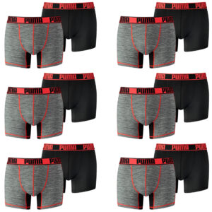 12 er Pack Puma Herren Active Grizzly Melange Boxer Shorts Unterwäsche Sport