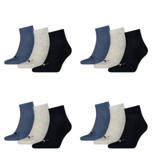 12 Paar Puma Unisex Quarter Socken Sneaker Gr. 35 - 49  für Damen Herren Füßling...