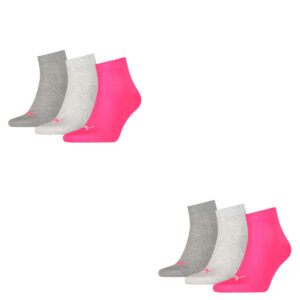 6 Paar Puma Unisex Quarter Socken Sneaker Gr. 35 - 49  für Damen Herren Füßlinge